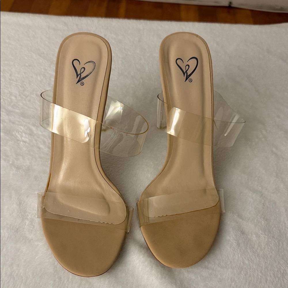 Windsor Clear Strap Tan Heels